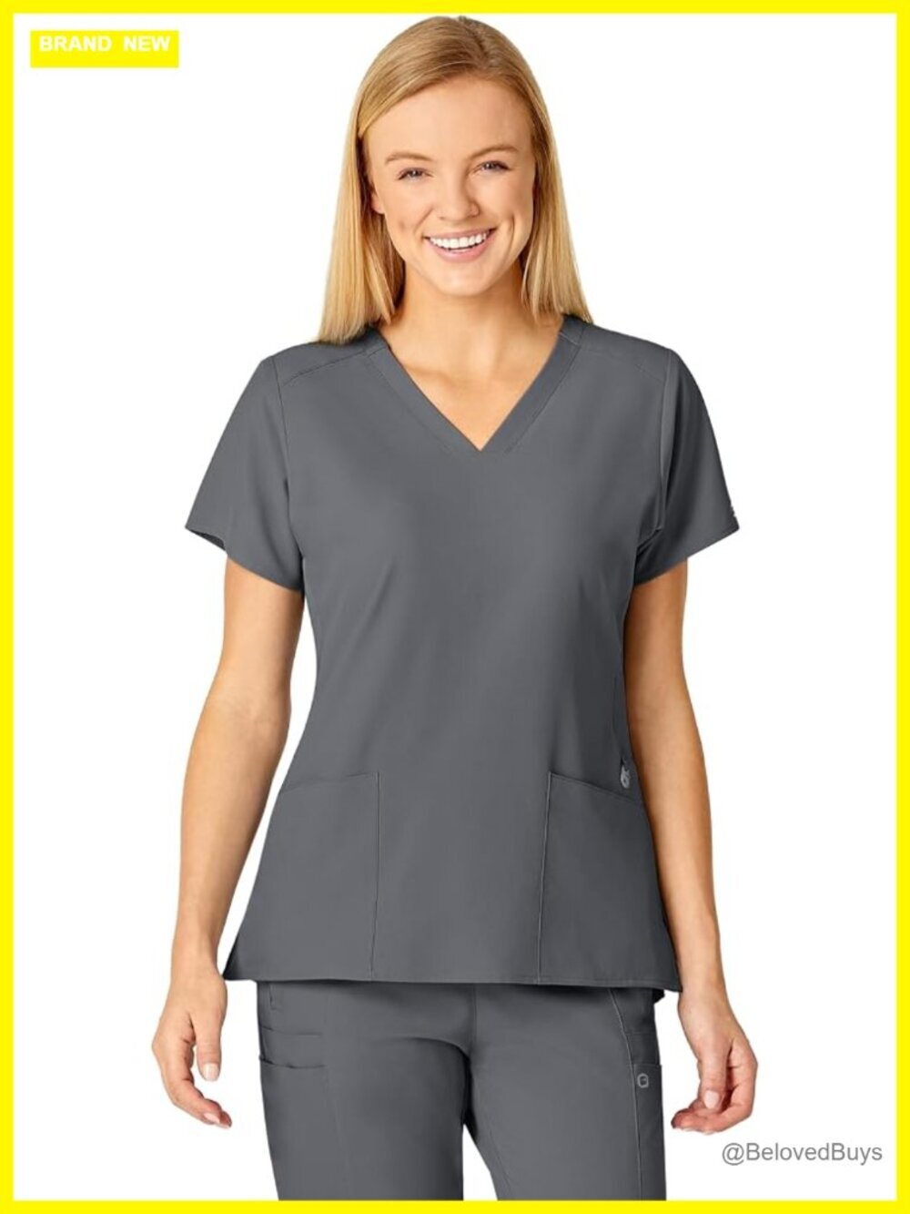 Wink Women's Flex Back Stylized V-Neck Scrub Top - 4-Way Stretch,